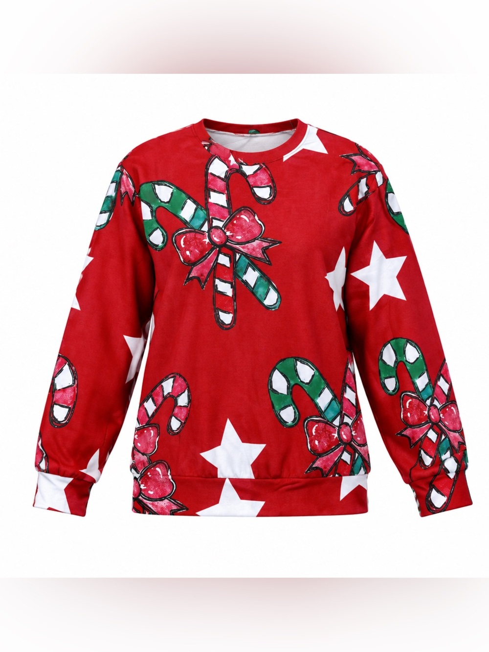 Women’s Holiday Candy Cane Sweatshirt Red Size L